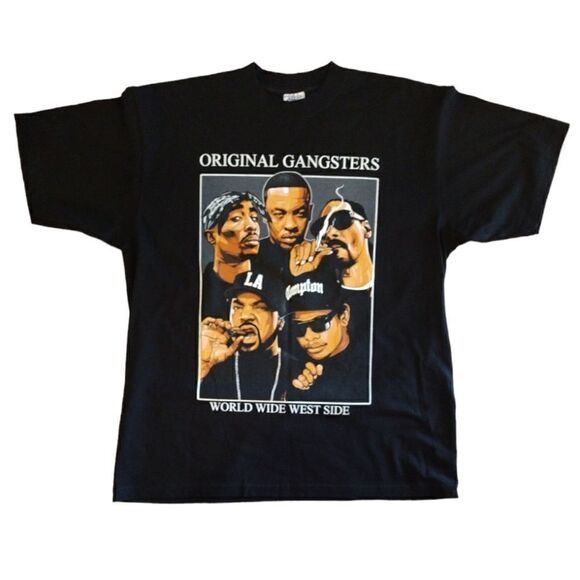 Y2K SHAKA Wear Black OG Original Gangsters Hip Hop Print Tee Men's 2XL - Picture 3 of 10